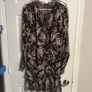 Dress Forum Black and 
 brown Floral Long Sleeve Dress